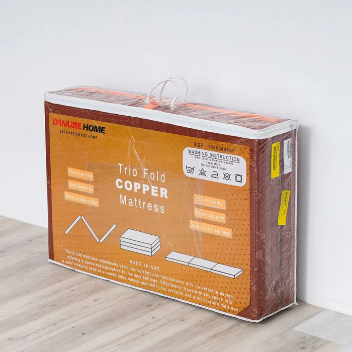 Houston Tri-Fold Single Mattress-180x90x6 cm-Copper