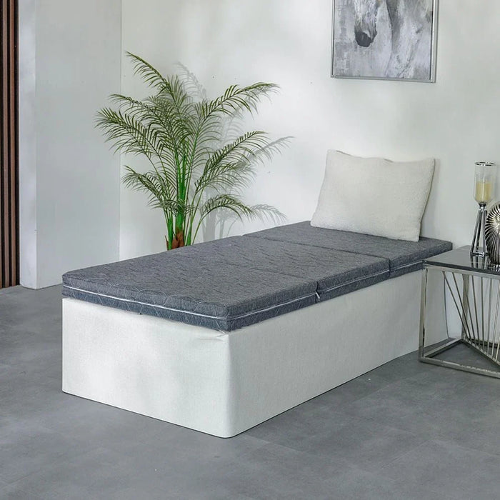 Zip Single Trifold Guest and Travel Foam Single Mattress-Grey-10 cm