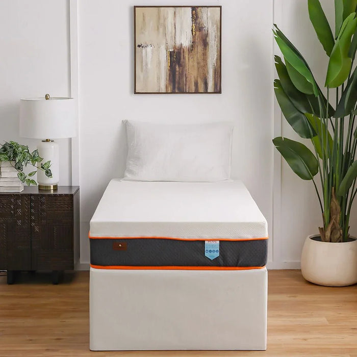 Water-Resistant Bonnell Spring Single Mattress with PU Coated Fabric with Zip - 90x200x23 cm