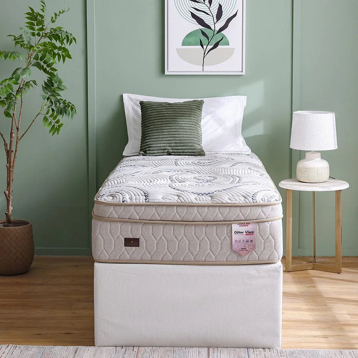 Gliter Visco Memory Foam & Latex Box Top Pocket Spring Single Mattress - 90x200x30 cm - With 25-Year Warranty