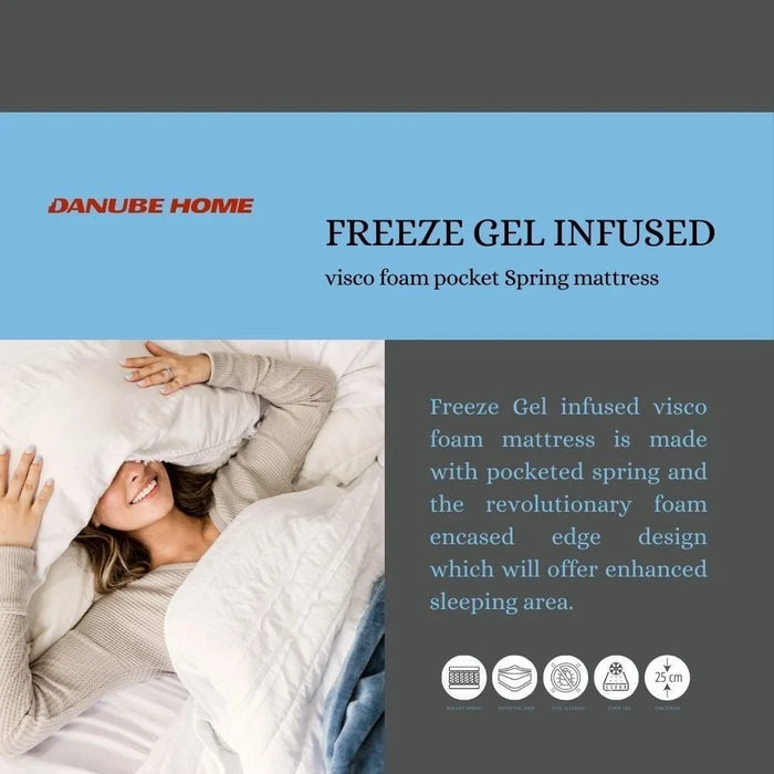 V2 Freeze Gel Infused Visco Foam Pocket Spring Mattress-180 X 200 X 25 Cm