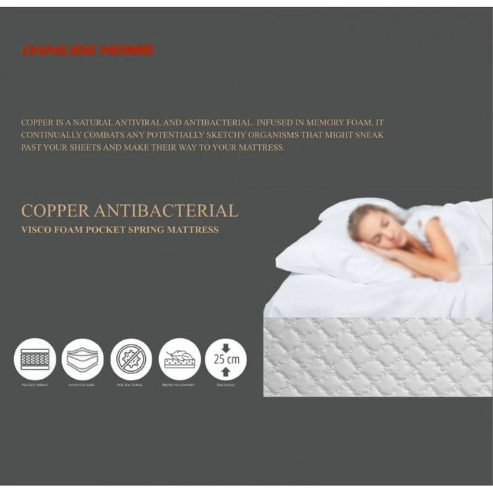 V2 Copper Anti-Bacteriai Hr Foam Pocket Spring Mattress- 180 X 200 X 25Cm