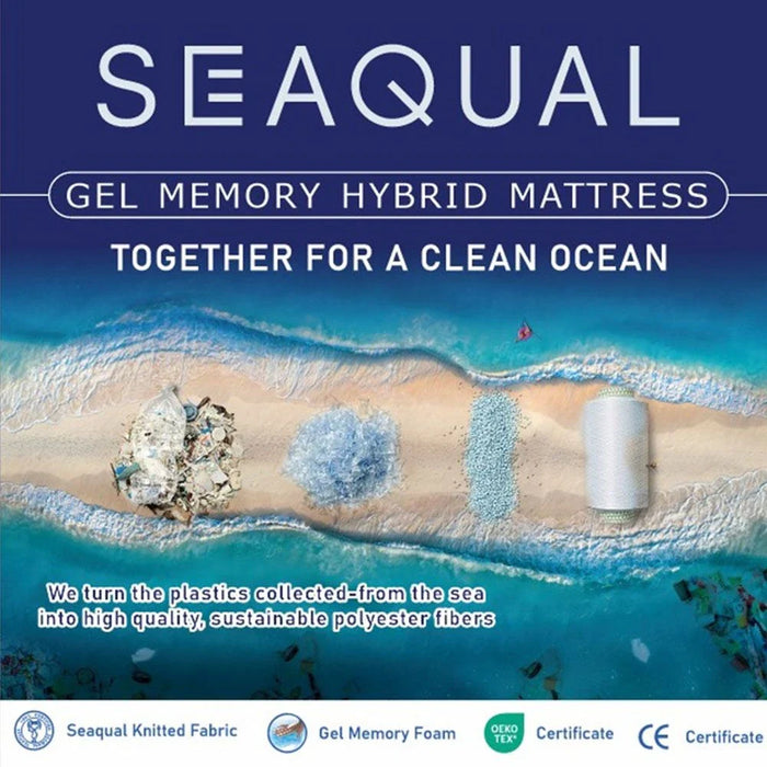 Seaqual Gel Memory Foam Single Mattress-90x190x25 cm-With 10-Year Warranty