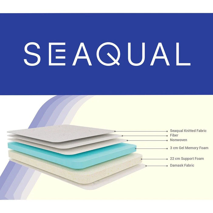 Seaqual Gel Memory Foam Single Mattress-90x190x25 cm-With 10-Year Warranty