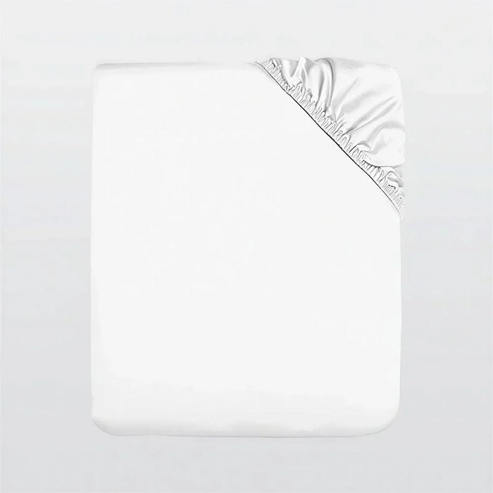 Serene 2-Piece 300 Tc Cotton Twin Fitted Sheet Set 120 X 200 + 25 Cm,50X75Cm White