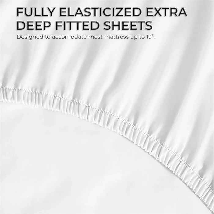 Serene 2-Piece 300 Tc Cotton Twin Fitted Sheet Set 120 X 200 + 25 Cm,50X75Cm White