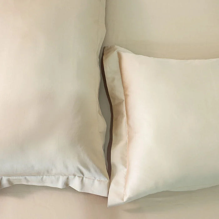 Serene 3-Pc Cotton Queen Fitted Sheet Set - Beige - 160x200 cm + 35 cm, 50x75 cm