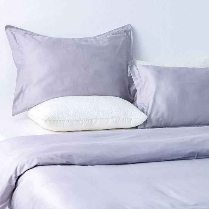 Serene 3-Pc Cotton Super King Duvet Cover Set - Grey - 260x220 cm,50x75 cm