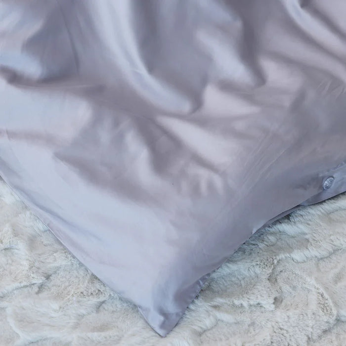 Serene 3-Pc Cotton Super King Duvet Cover Set - Grey - 260x220 cm,50x75 cm