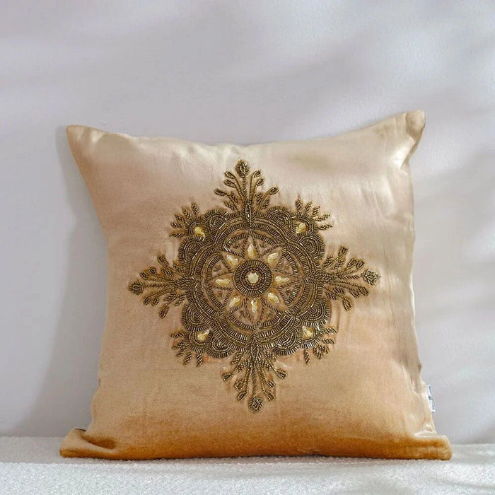 Pearl Mapel Cushion Cover -   Bead Work - Beige - 45x45 cm
