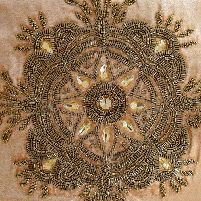 Pearl Mapel Cushion Cover -   Bead Work - Beige - 45x45 cm