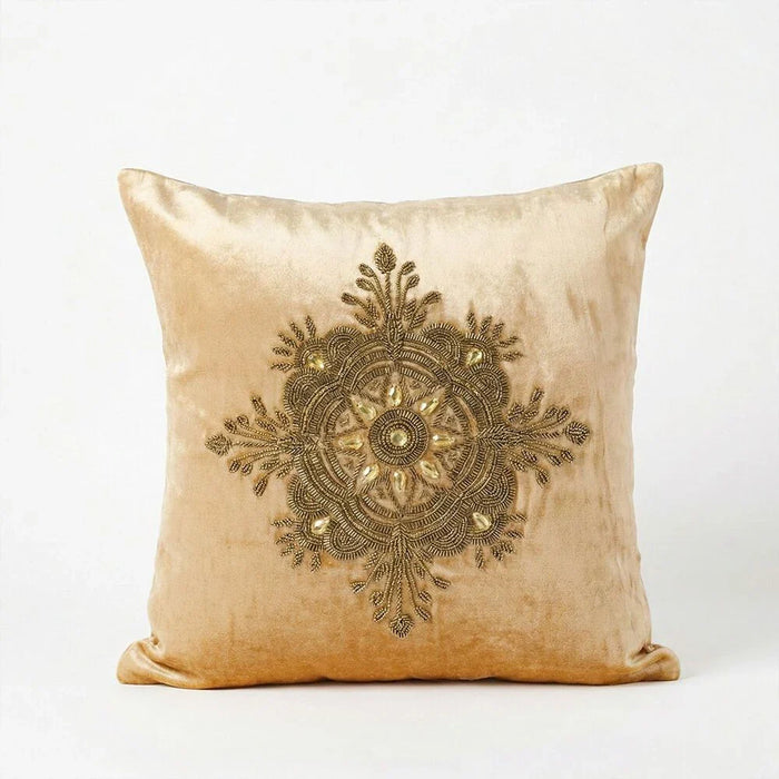 Pearl Mapel Cushion Cover -   Bead Work - Beige - 45x45 cm