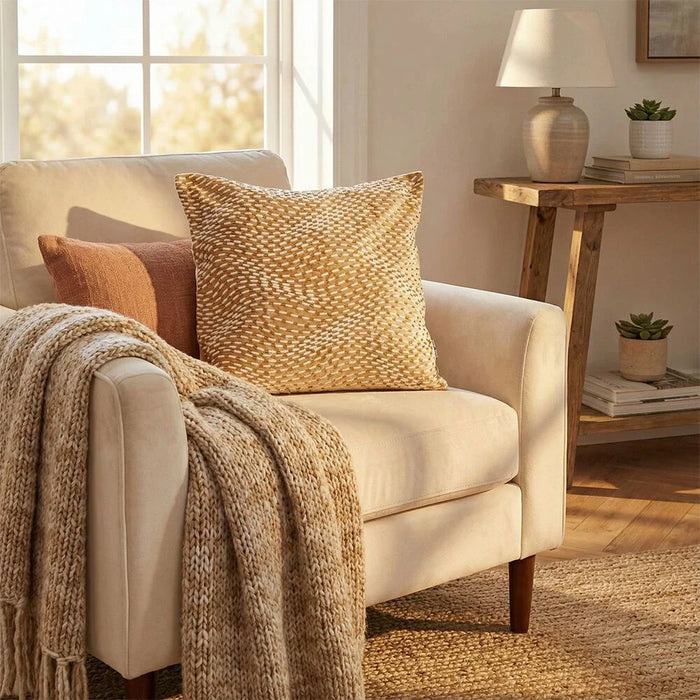 Pearl Wave Cushion Cover -  Beige - 45x45 cm