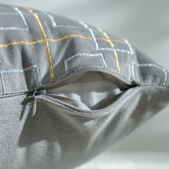 Embroidered Cushion Cover - Grey - 30x50 cm