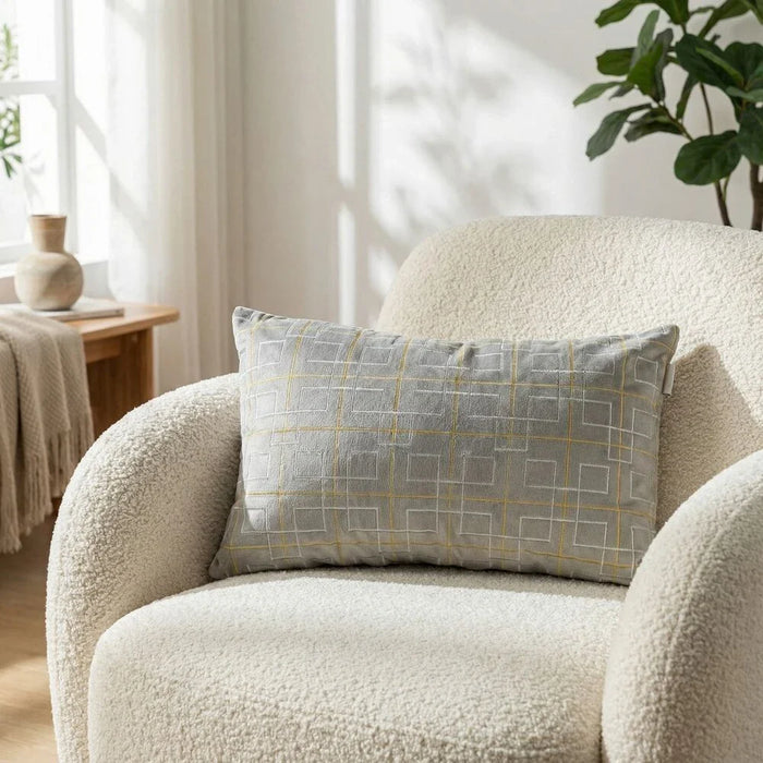 Embroidered Cushion Cover - Grey - 30x50 cm