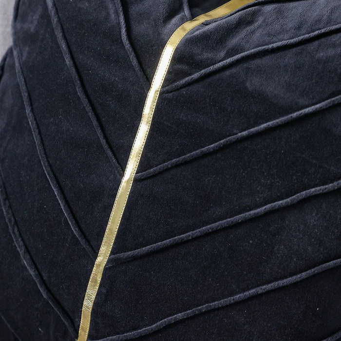 Gleam Velvet Cushion with Golden Tape - Black - 45x45 cm