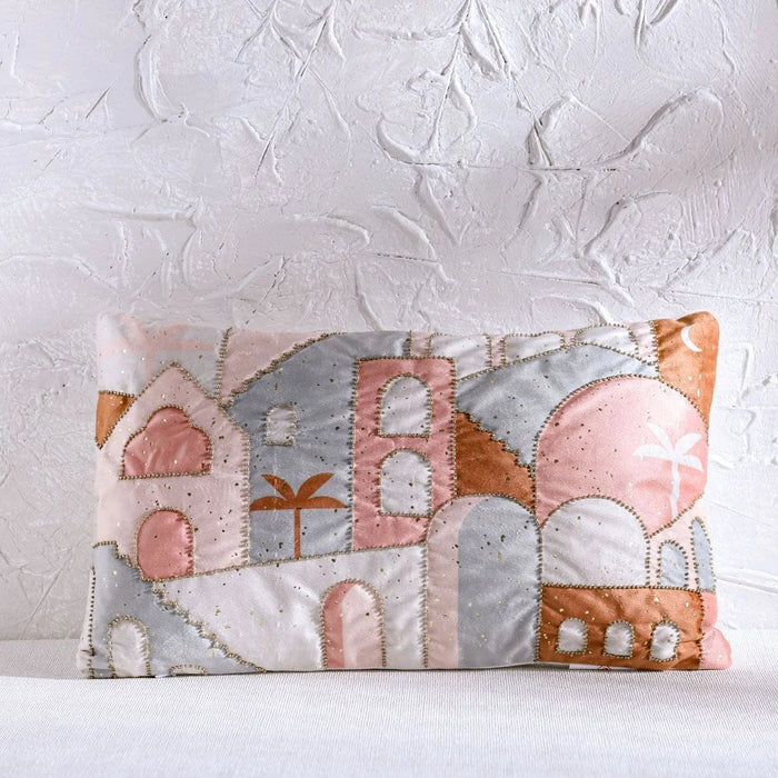 Gleam Oasis Print Velvet Cushion Cover with Foil -  Multicolor - 30x50 cm