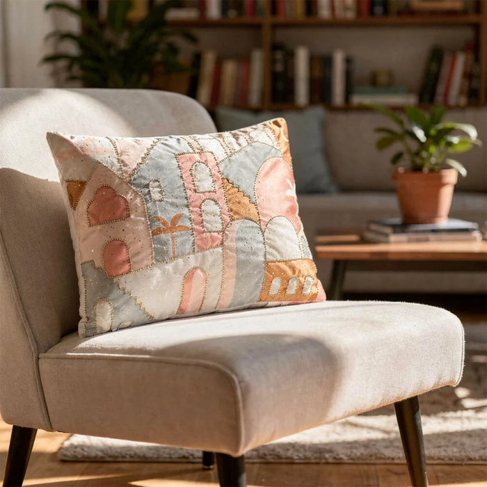Gleam Oasis Print Velvet Cushion Cover with Foil -  Multicolor - 30x50 cm