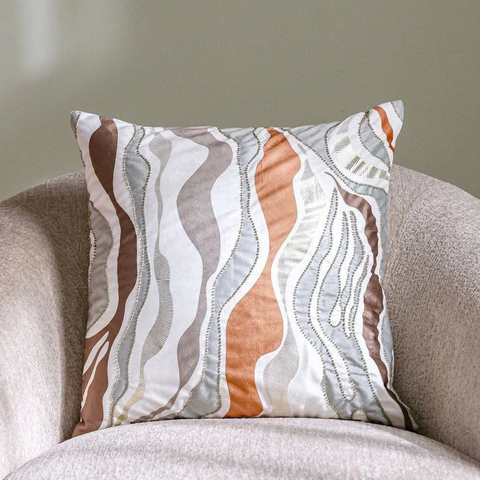 Gleam Oasis Printed Velvet Cushion Cover - Multicolor - 45x45 cm