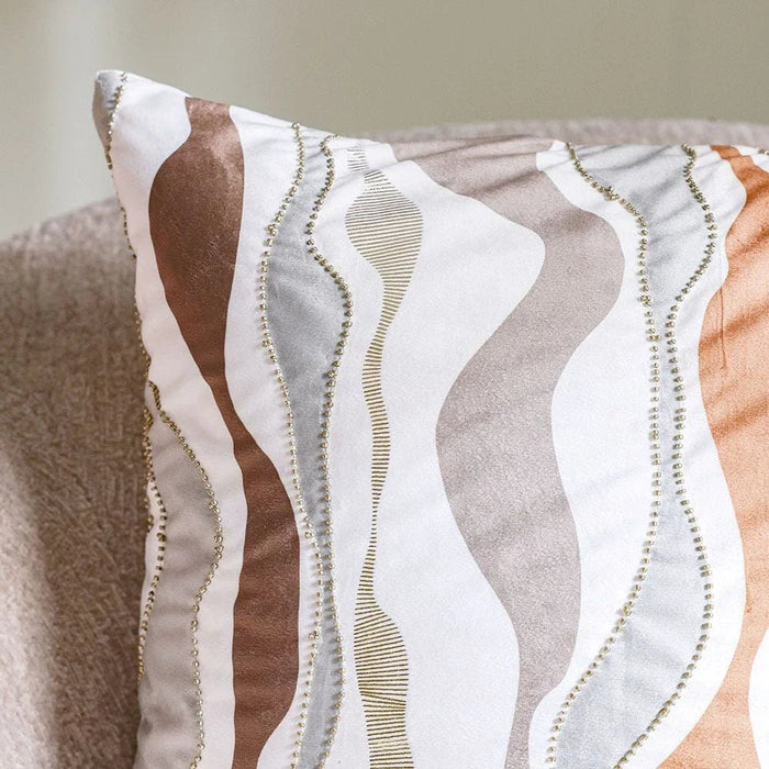 Gleam Oasis Printed Velvet Cushion Cover - Multicolor - 45x45 cm