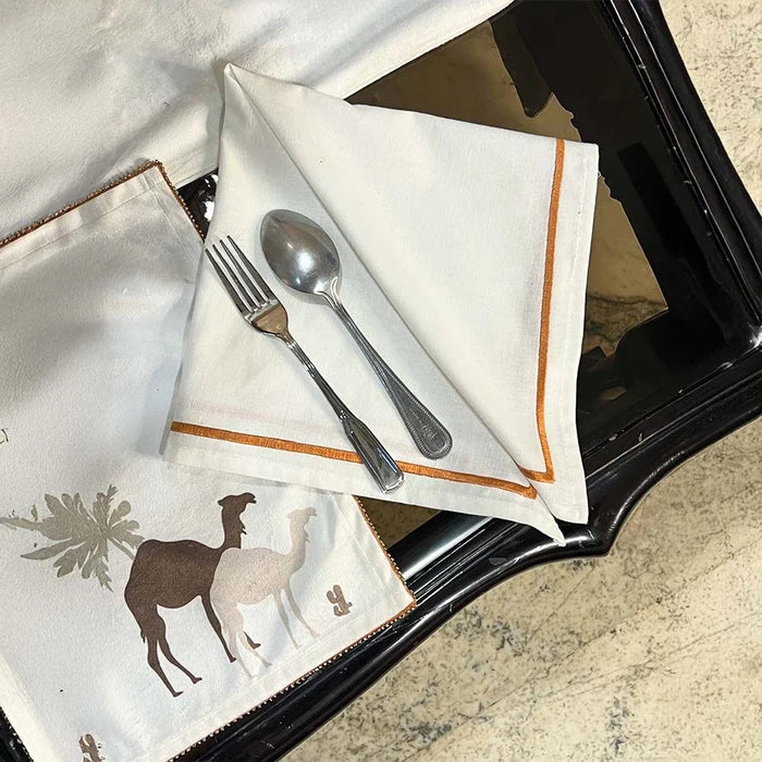 Gleam Set Of 2 Embroidery Napkin White 33X48Cm