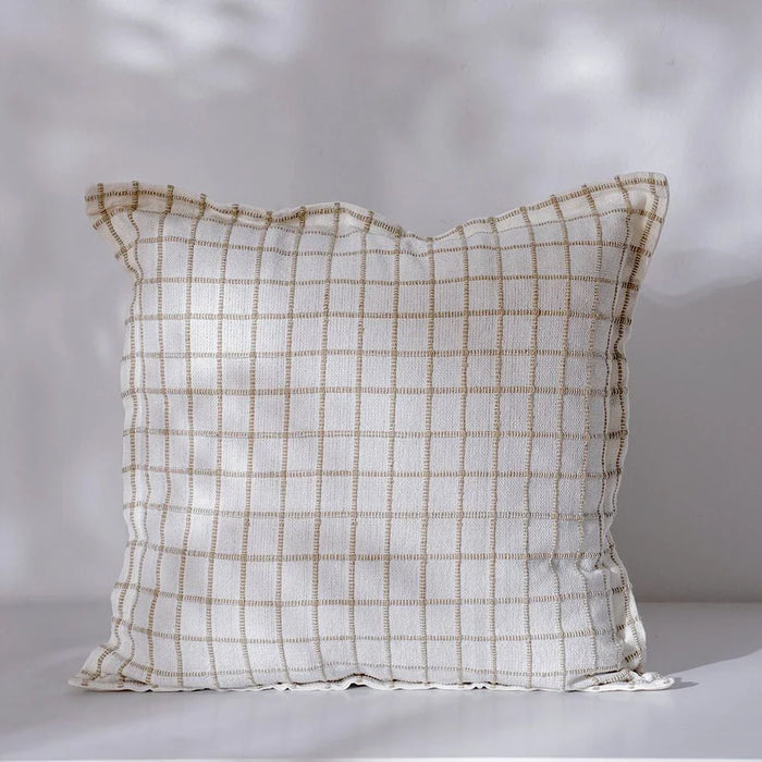 Gleam Yarn Dyed Cushion Cover - White - Beige - 45x45 cm