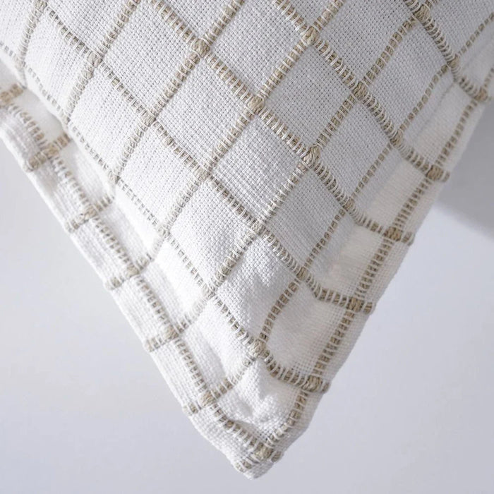Gleam Yarn Dyed Cushion Cover - White - Beige - 45x45 cm