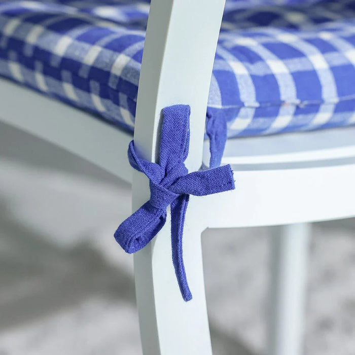 Ss25-Aura Plaid Woven Chair Pad- 40X40 Cm Blue/Ivory (Sti-5007)