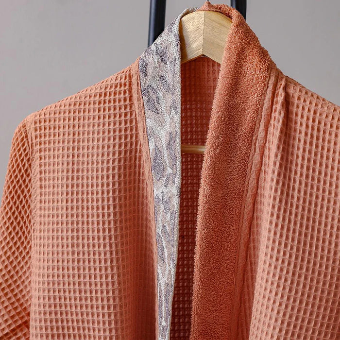 Ss25-Eleganza Waffle Kimono Bathrob Terra