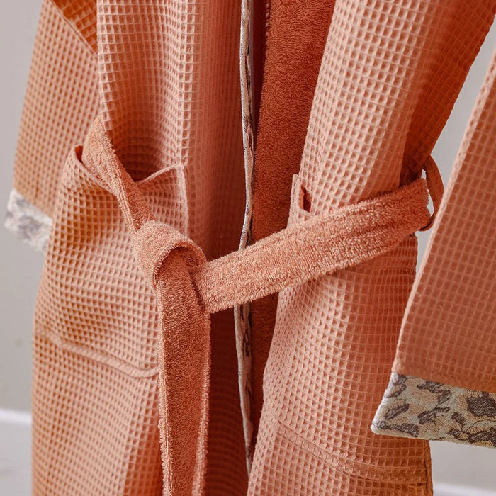 Ss25-Eleganza Waffle Kimono Bathrob Terra