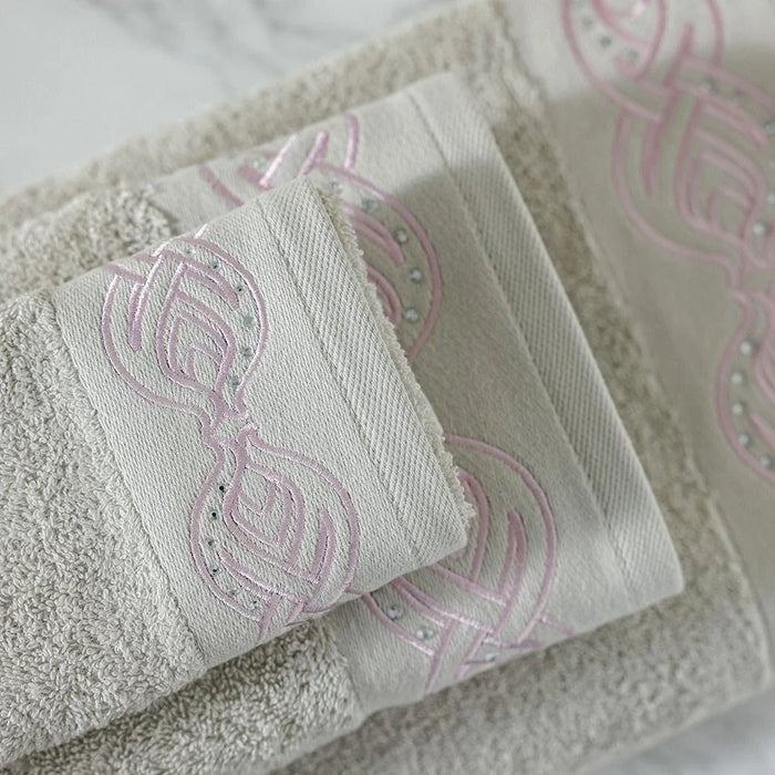 Ss25-Eleganza Diana 3Pcs Towel Set 30X5Cm,50X90Cm,70X140Cm Beige