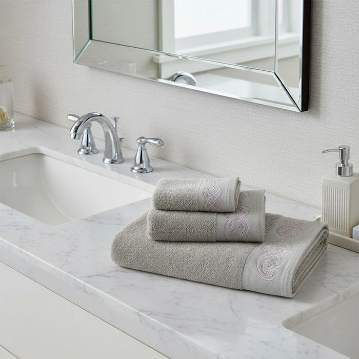 Ss25-Eleganza Diana 3Pcs Towel Set 30X5Cm,50X90Cm,70X140Cm Beige