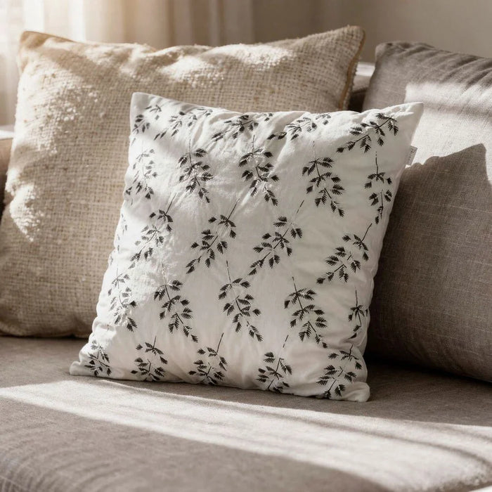 Gleam Embroidered Cushion Cover - White - 45x45 cm