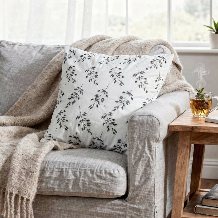 Gleam Embroidered Cushion Cover - White - 45x45 cm