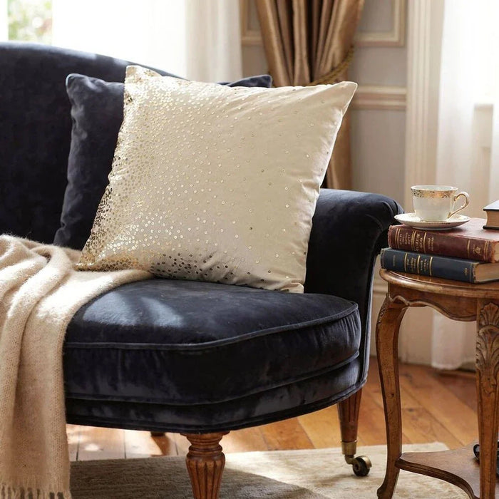 Gleam Embroidered Cushion Cover - Beige - Gold - 45x45cm