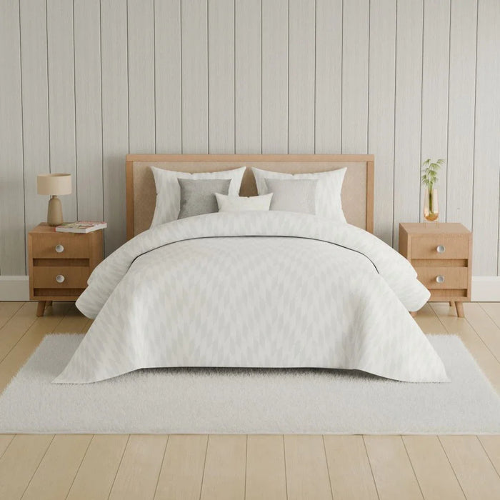 Aw25 Oxford Reverie Mk6075 Jacquard King Comforter S/7 -240X260-White 7Pcs