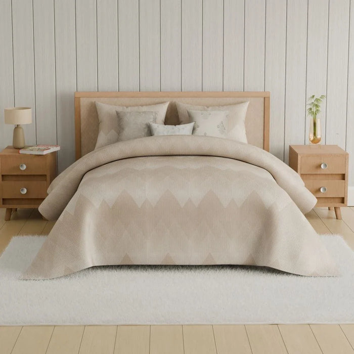Aw25 Oxford Reverie Dj8698 Jacquard King Comforter S/7-240X260-Beige 7Pc