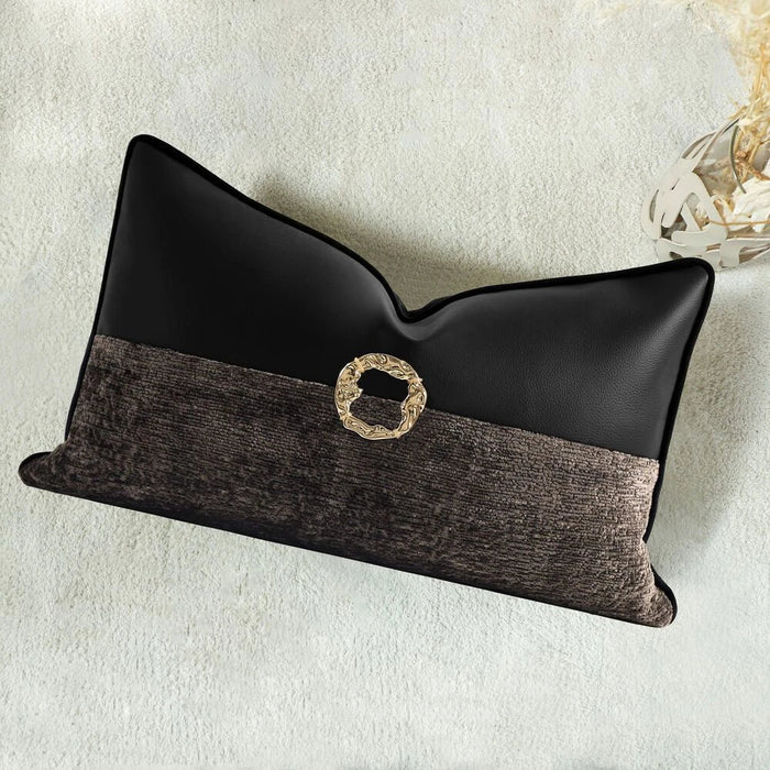 Patchwork Filled Cushion - Black - Coffee - 30x50 cm