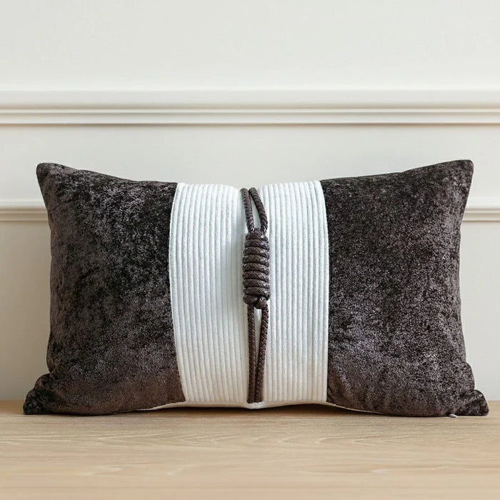 Patchwork Filled Cushion - White - Coffee - 30x50 cm