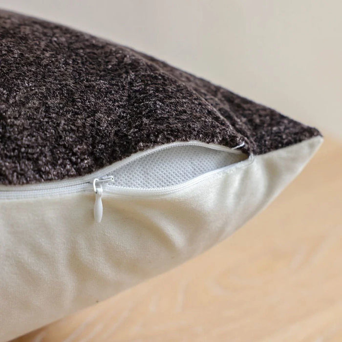 Patchwork Filled Cushion - White - Coffee - 30x50 cm