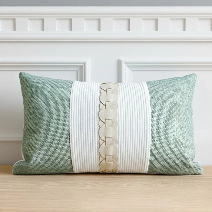 Patchwork Filled Cushion - Green - 30x50 cm