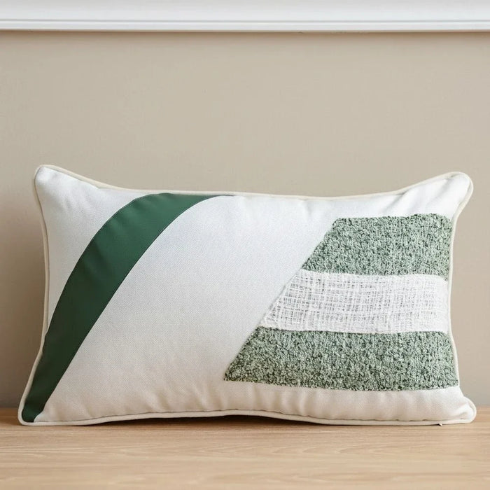 Patchwork Filled Cushion - Green - 30x50 cm