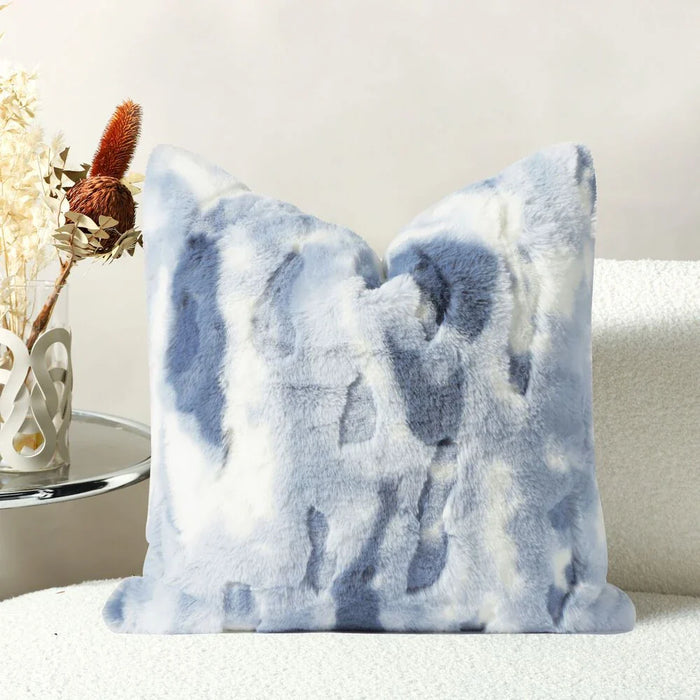 Abstract Fur Cushion - Light Blue - 45x45 cm