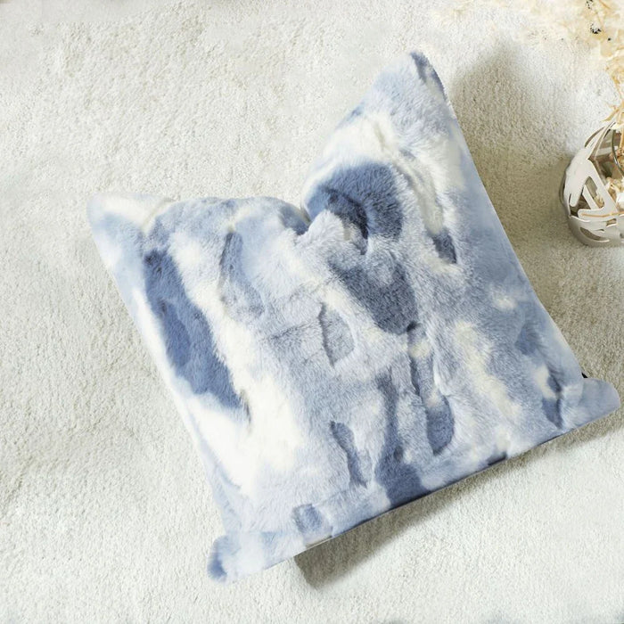 Abstract Fur Cushion - Light Blue - 45x45 cm