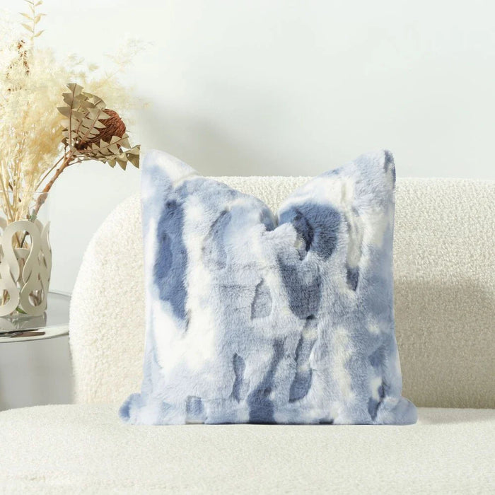 Abstract Fur Cushion - Light Blue - 45x45 cm
