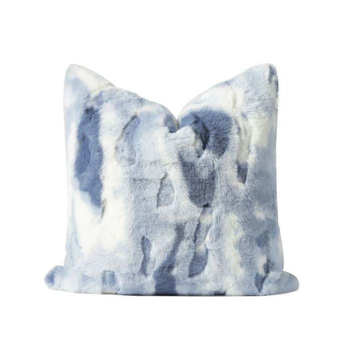 Abstract Fur Cushion - Light Blue - 45x45 cm