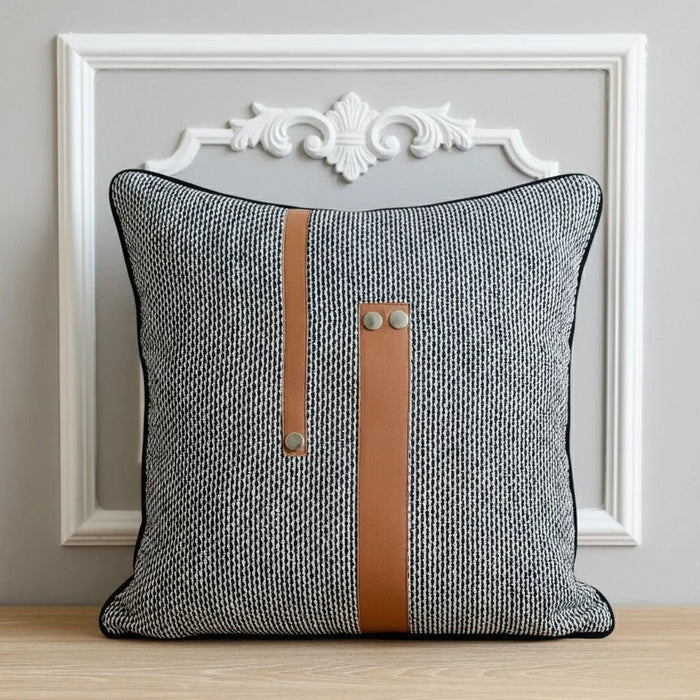 Patchwork Filled Cushion - Black - 45x45 cm