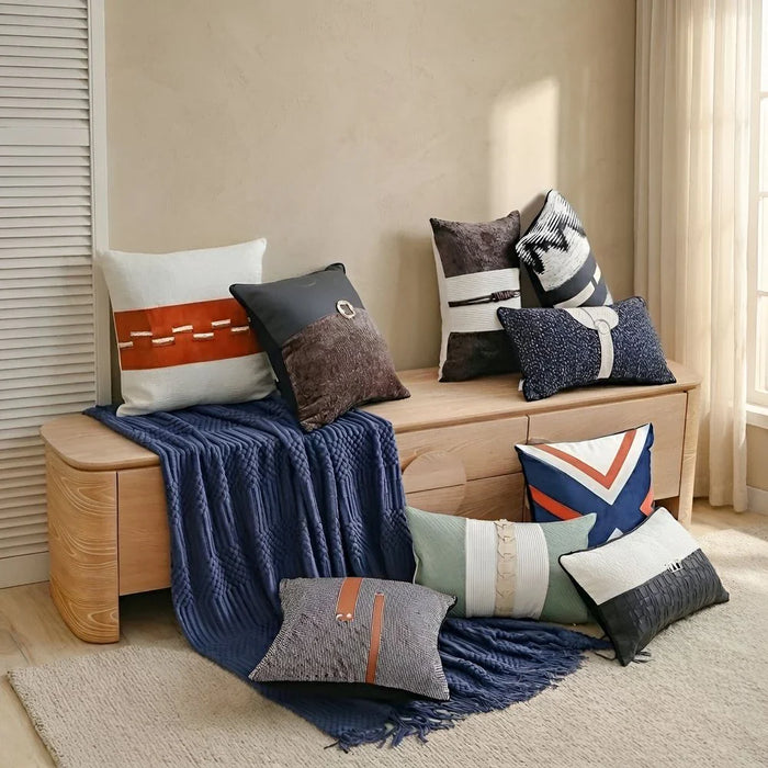 Patchwork Filled Cushion - Black - 45x45 cm