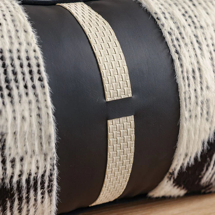 Abstract Patchwork Cushion - Black & White -  30x50 cm