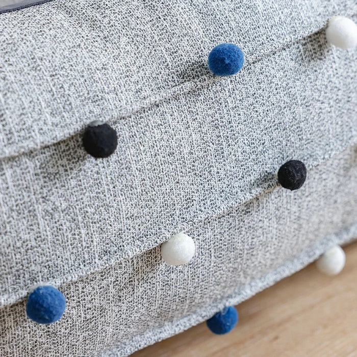 Filled Cushion with Handmade Balls  - Grey - 30x50 cm